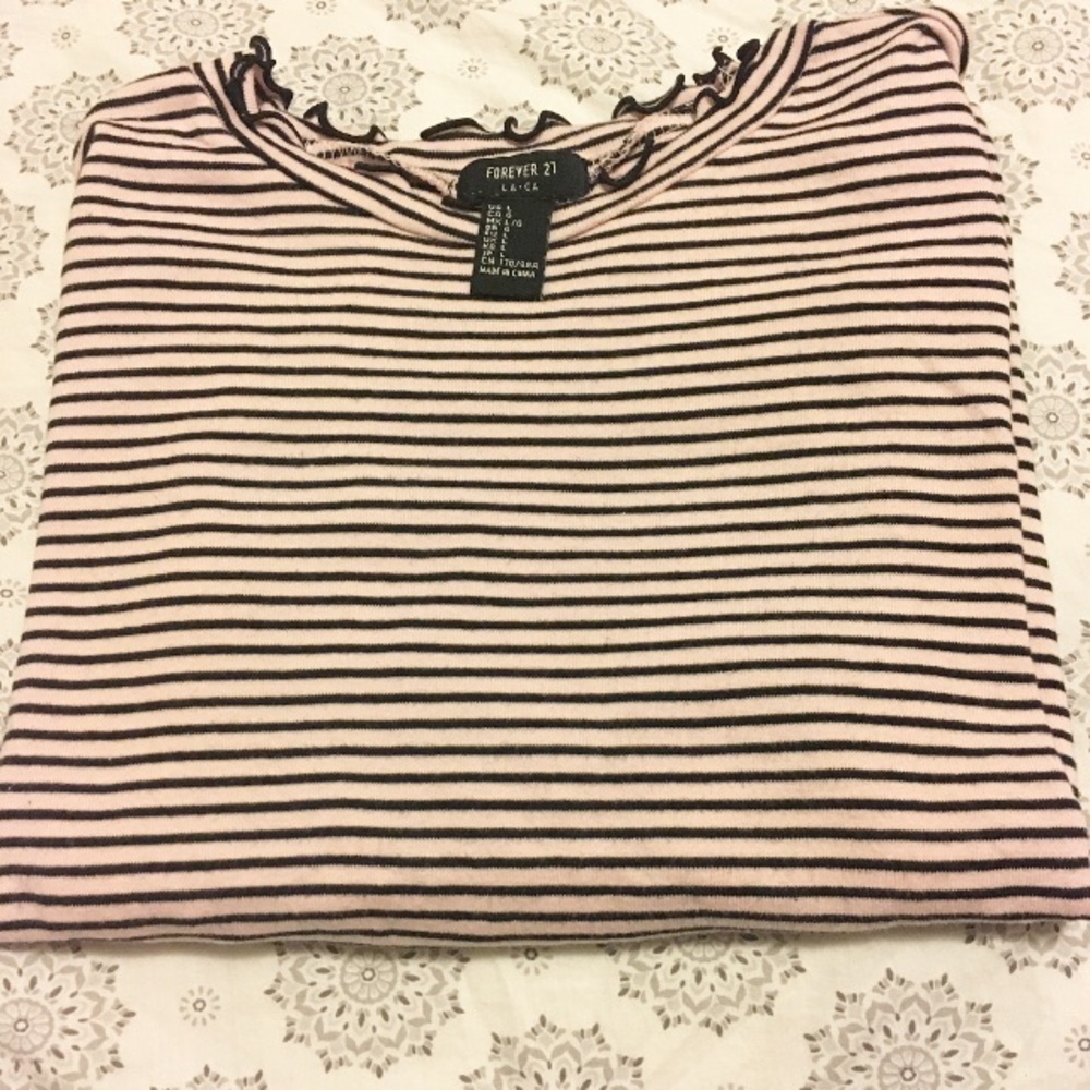 Stripes Pink Ruffle Top